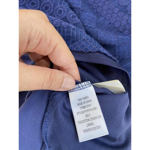 Rabbit Rabbit Rabbit Size M Blue Lace Overlay Dress Wedding Guest Stretch Party - Picture 4 of 8